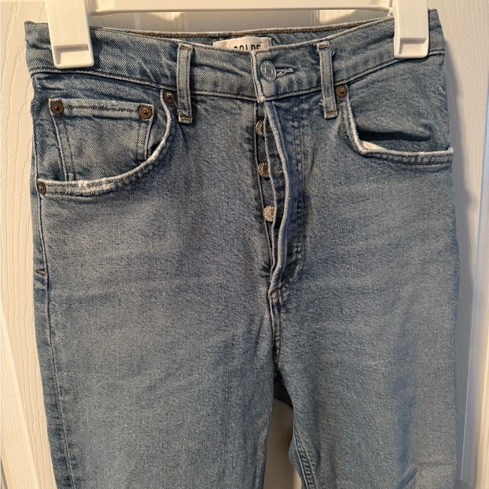 Agolde Riley Button Fly Blue Jeans Size 25 - Picture 2 of 7